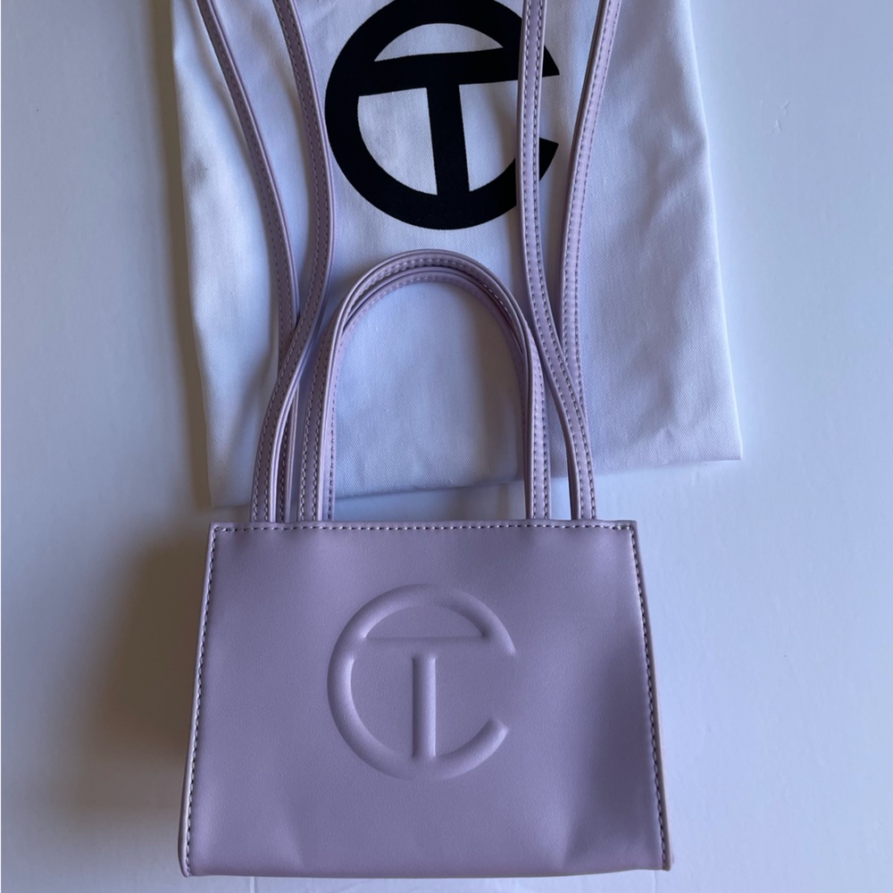 Telfar Small Shopping Bag, Lavendar, Crossbody Purse Snap Closure